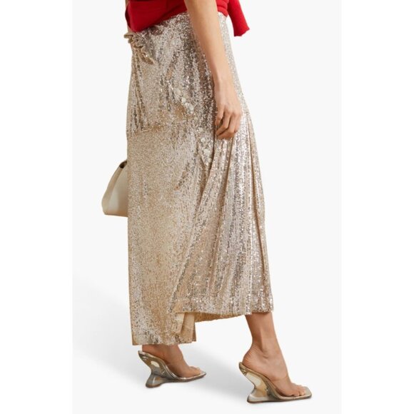 NWT $990 MERYLL ROGGE ASYMMETRIC SEQUINED TULLE MAXI SKIRT SIZE US 2 FR 34 - Picture 3 of 9